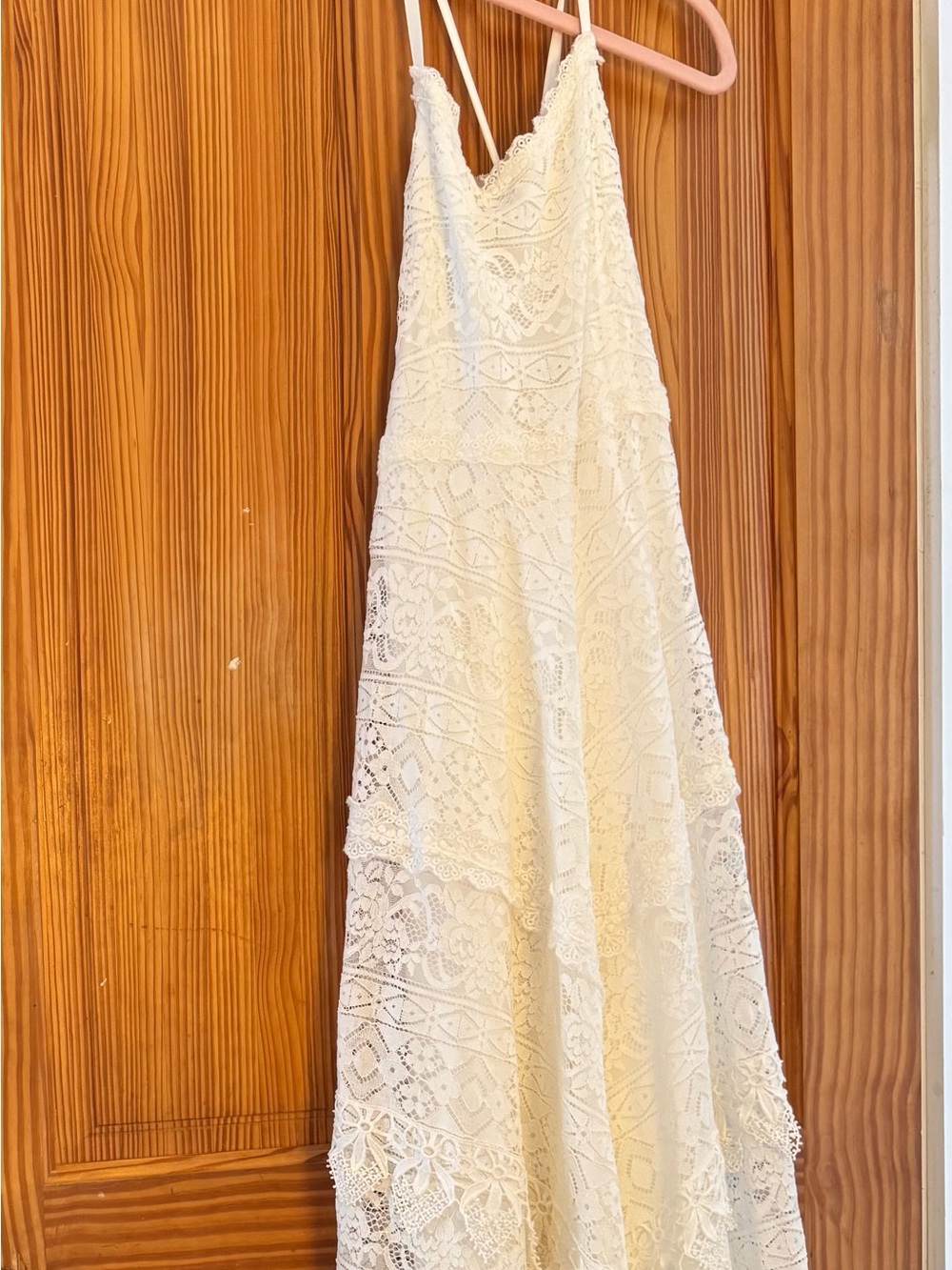 Lulu's Cream Lace Backless Maxi Dress
